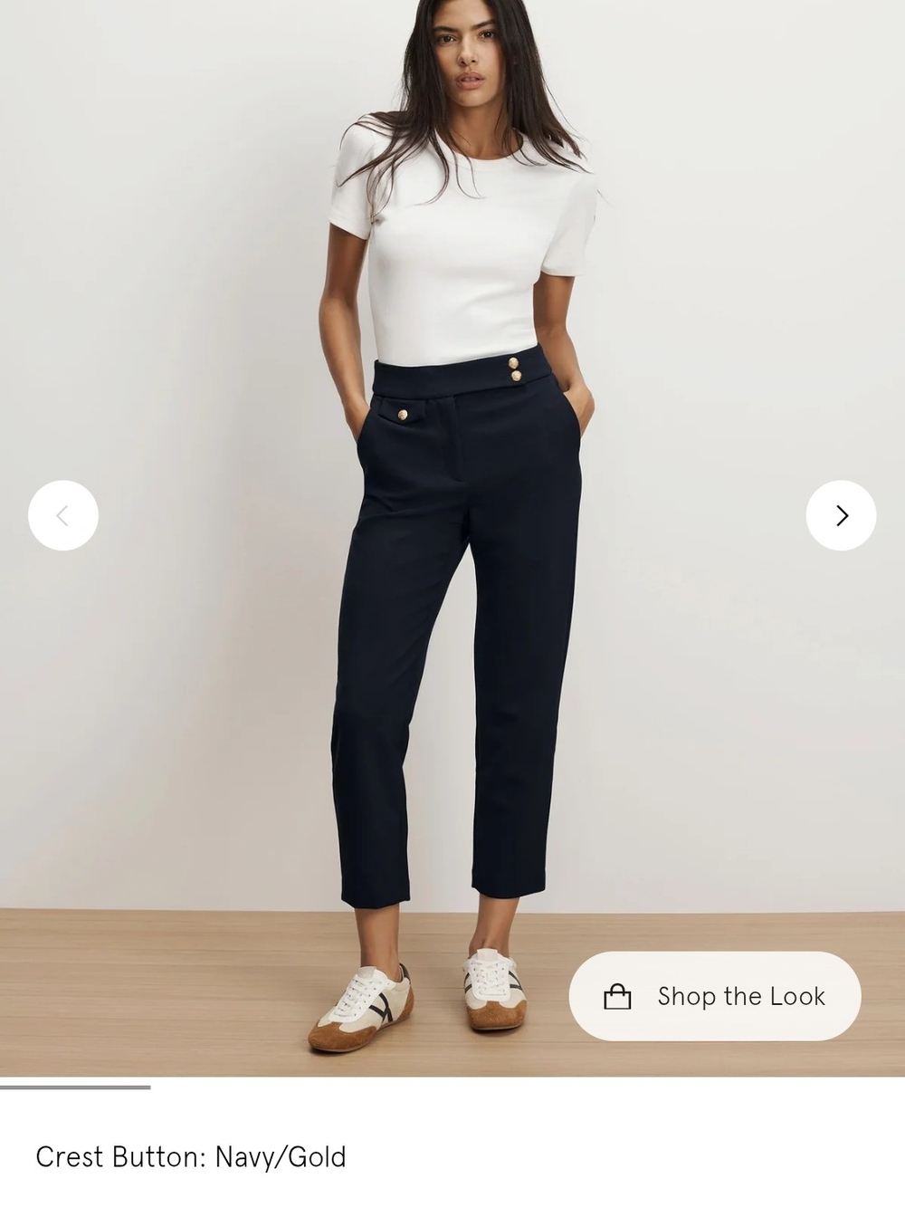 Veronica Beard Navy Cropped Crest-Button Pants